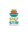 Sift and Stir Cooking and Baking Classes logo. 3 bowls stacked atop one another.